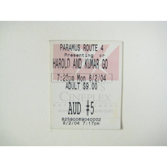 2004 Harold And Kumar Go To White Castle Movie Ticket Stub Cineplex 080204 - Picture 1 of 4